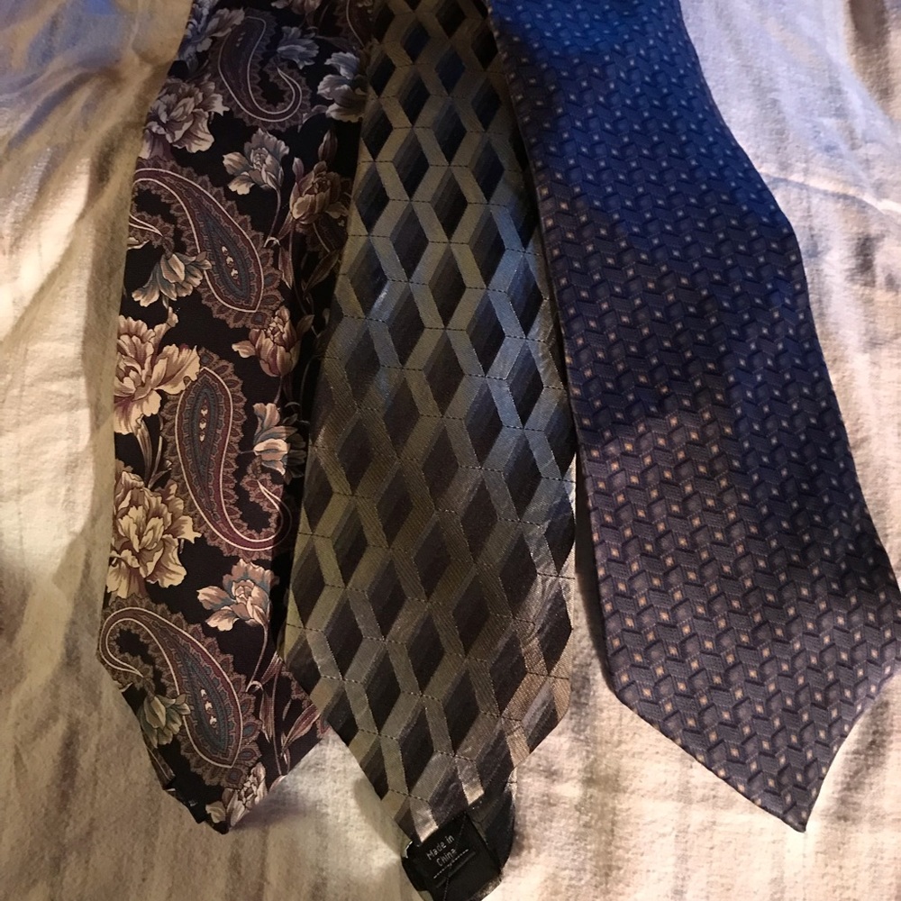 Three Blue/Grey Patterned Silk Ties - image 1